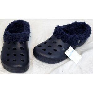 NEW Limited Too Dark Blue Foam Clogs Fleece Fur Lined Winter Women sz 9 Slipper